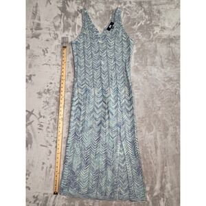 Madden NYC Knit Tank Dress Blue Chevron Sleeveless Summer Midi Dress M